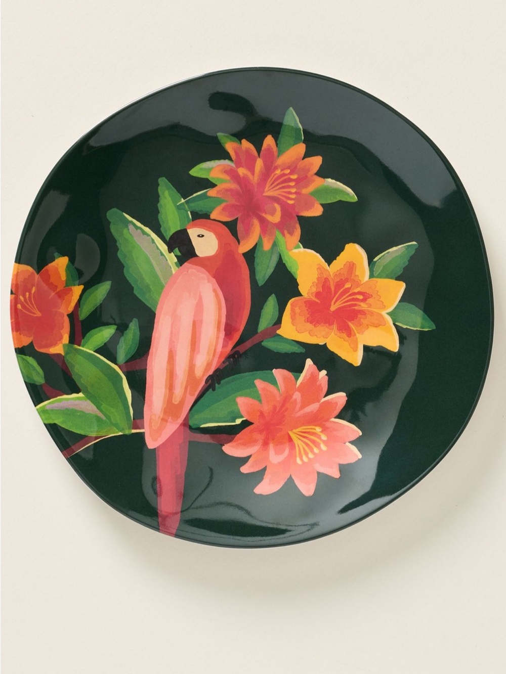 NWT Farm Rio x Anthropologie Melamine Dessert Plates Set of 4 in Dark Green